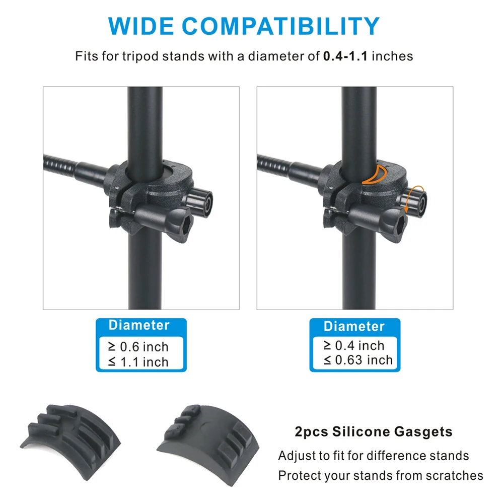 

Mic Stand Phone Holder Hands-Free Flexible Phone Support Multi-Purpose Long Cellphone Mount for Microphones Stand/Smartphones