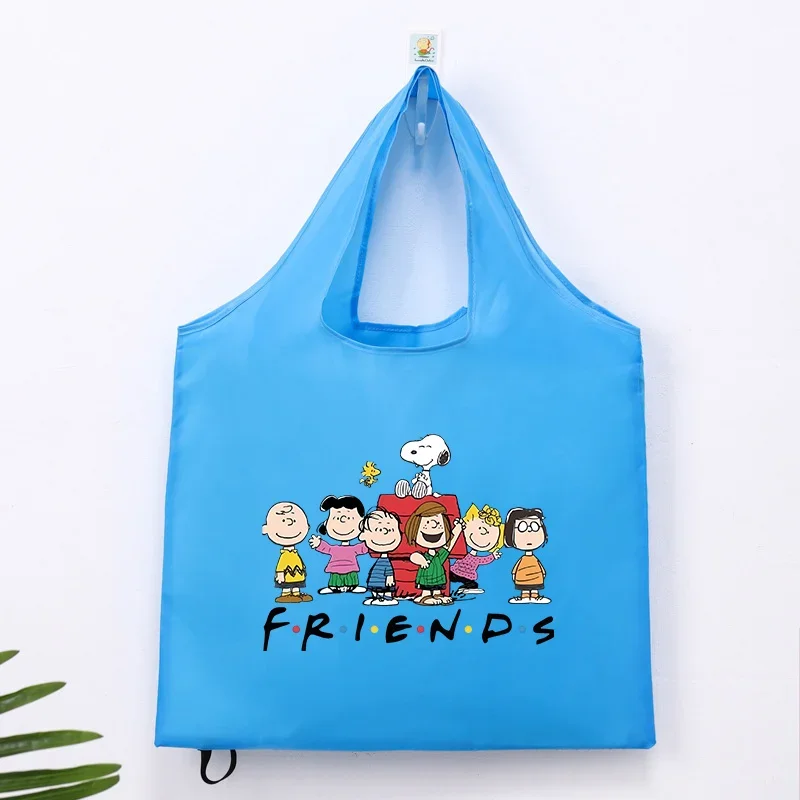 

Snoopys Shopping Bag Anime Printed Reusable Foldable Women Totes Heavy Washable Cloth Grocery Bags Portable Eco-Friendly Handbag