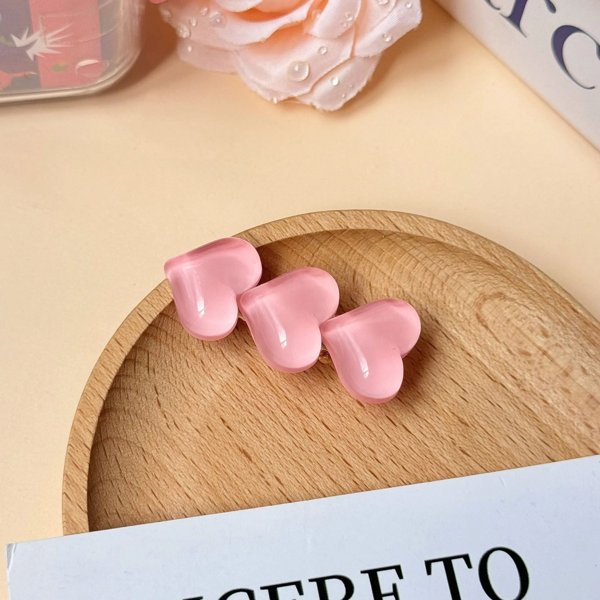 Pinzas para el cabello para mujer, 5 uds., pasadores de corazón transparentes, bonitos pinzas con lazo, pinzas para el cabello delanteras suaves sin daños para cabello fino