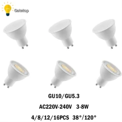 Foco LED GU10/GU5.3 AC220V 3-8W, alto Lumen, sin parpadeo, 3000K/4000K/6000K, reemplazo de lámpara halógena de 20W/50W para iluminación de interiores