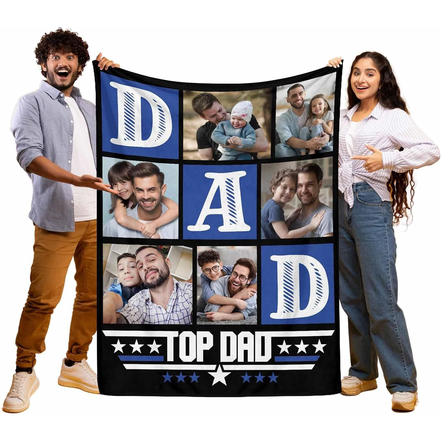 Customized dad gift picture blanket for dad and husband, Father's Day gift for Christmas, family and friends