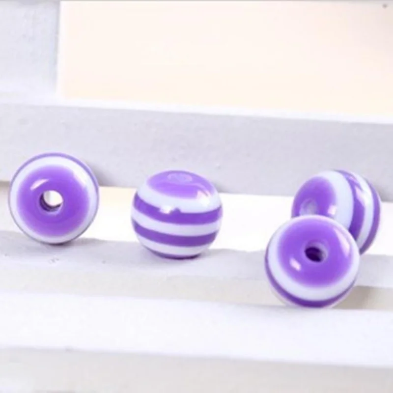 Bracelet Accessory Children Handcraft Department 8 Color 6mm 8mm 10mm 12MM Resin Spacer Beads Round Shape Mixed Stripe Pattern