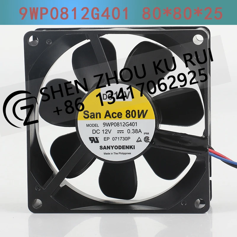 

Sanyo 9WP0812G401 12 В 0,38 А AC EC 8025 80X80X25 мм 8 см водонепроницаемый осевой инвертор с большим объемом воздуха охлаждающий вентилятор