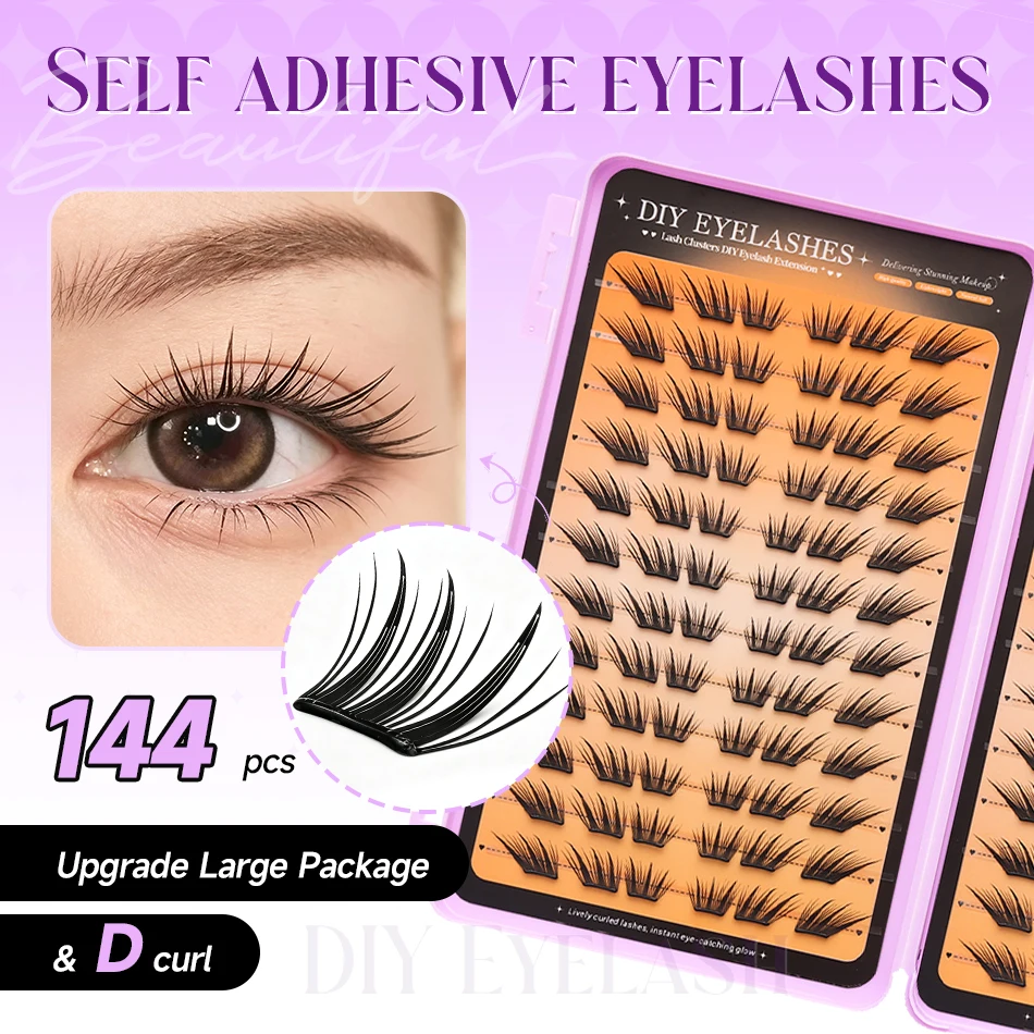 Self Adhesive Fake Eyelash Group without Glue, Anime and Manga Eyelashes, Artificial Mink Cat Eye Eyelashes, Natural Curls