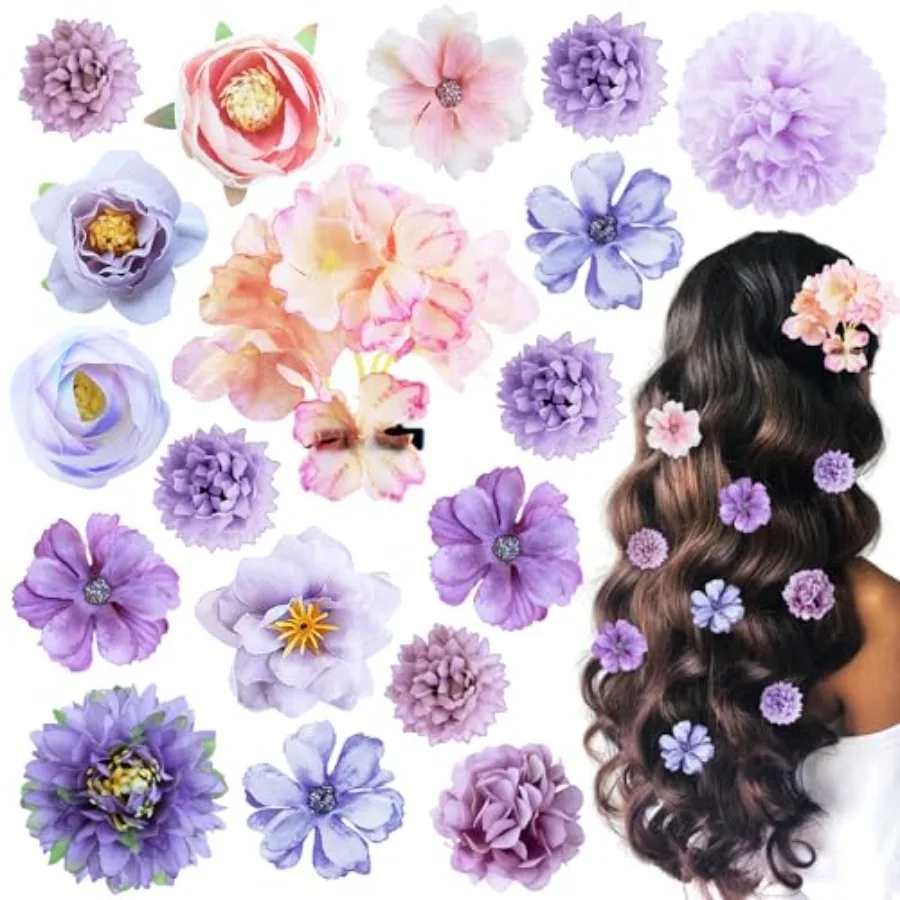 18 PCS Flower Hair Clip Women Floral Hair Barrettes Girls Homecoming Dance Rose Bride Barre Hair Accessories Wedding