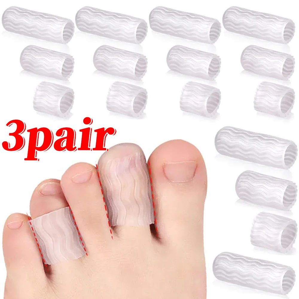 3pair Silicone Finger Toe Protector Anti-wear Pain Relief Blisters Anti-cut Callus Soft Elastic Sleeve Cover Hand Feet Skin Care