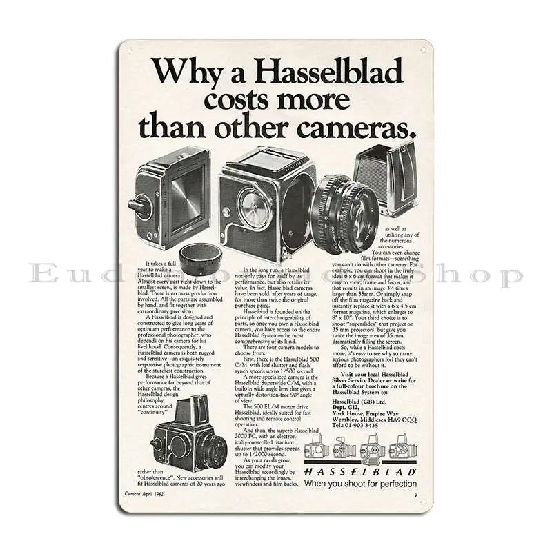 Hasselblad Cameras Vintage Advertisement Film Photography Ad Metal Plaque Painting Cinema Designing Kitchen Tin Sign Poster