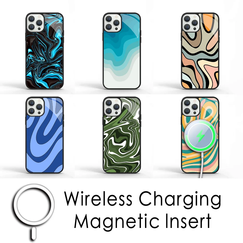 Liquid Swirl Phone Case For IPhone 16 15 Pro Max Case 14 Plus 13 12 11 Magesafe Magnetic Wireless Charge Cover