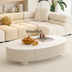 Cream Style Stone Plate Coffee Table Light Luxury Minimalist Tea Table Living Room Home