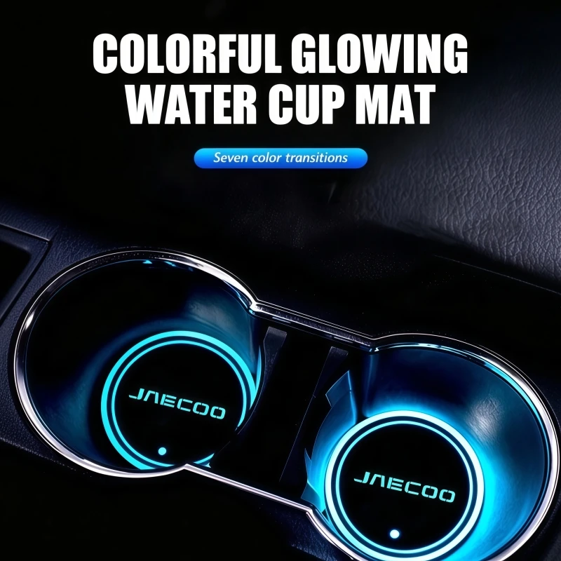 Car LED Cup Coaster Car Cup Mat Auto Cup Coaster Lamp Color Changing Light For Jaecoo J5 J7 J6 J8 5 7 6 8 J9