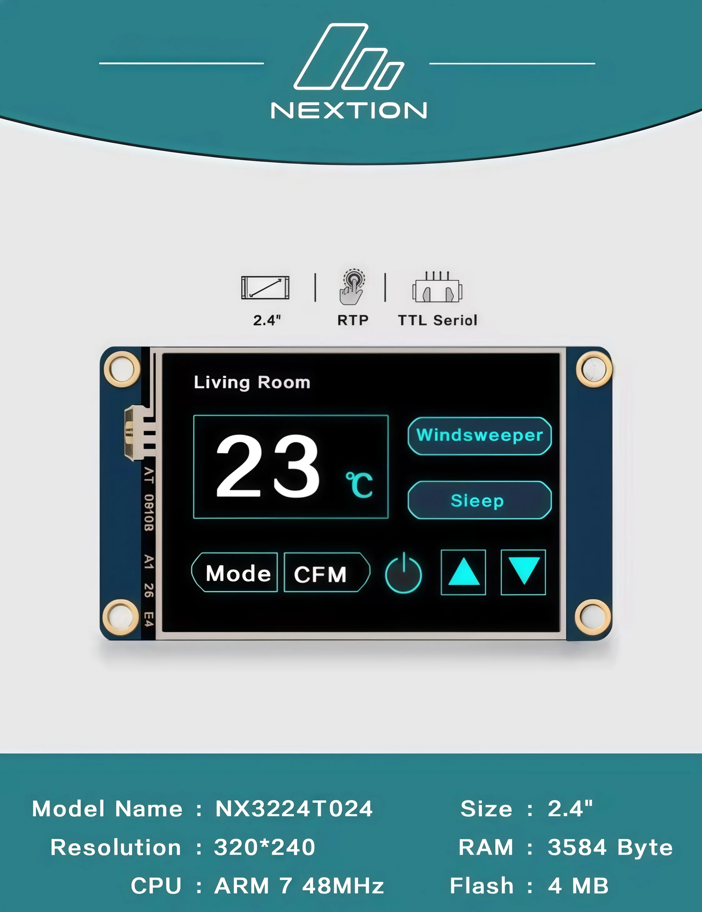 Nextion NX3224T028 2.8-inch Human-Machine Interface (HMI) Basic Version, English Language, Official Genuine Product