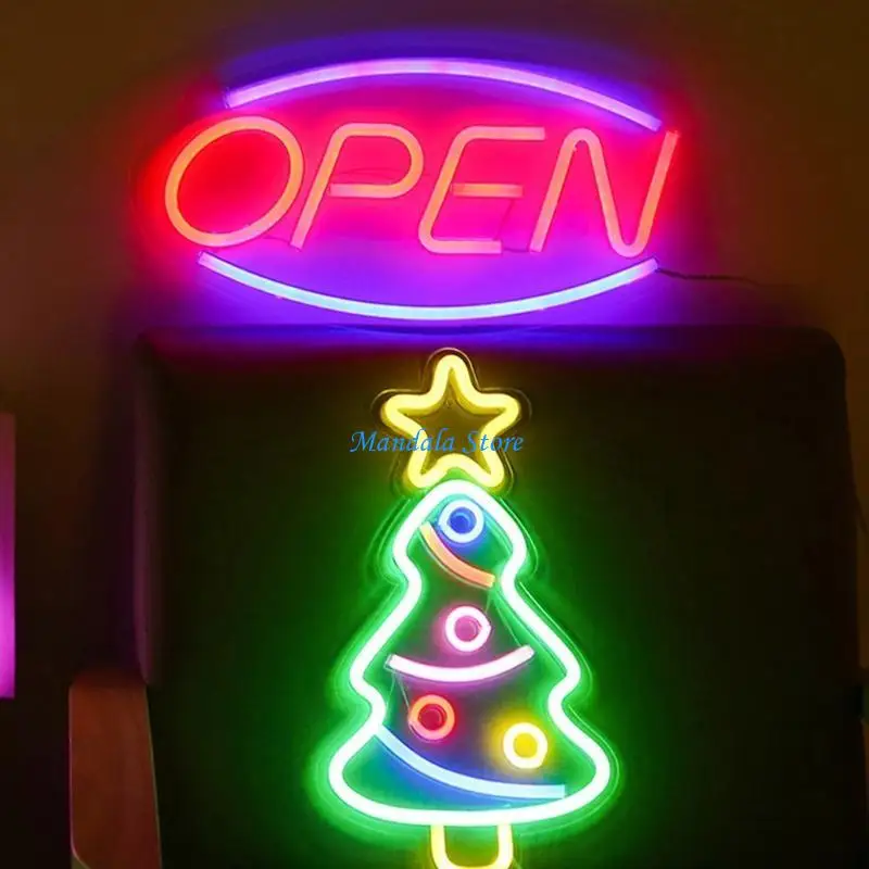 

U2JC Christmas Tree Light LED Sign USB Powered Lamp Illuminate Party Home Living Room Bar Xmas Festival Wall Decoration