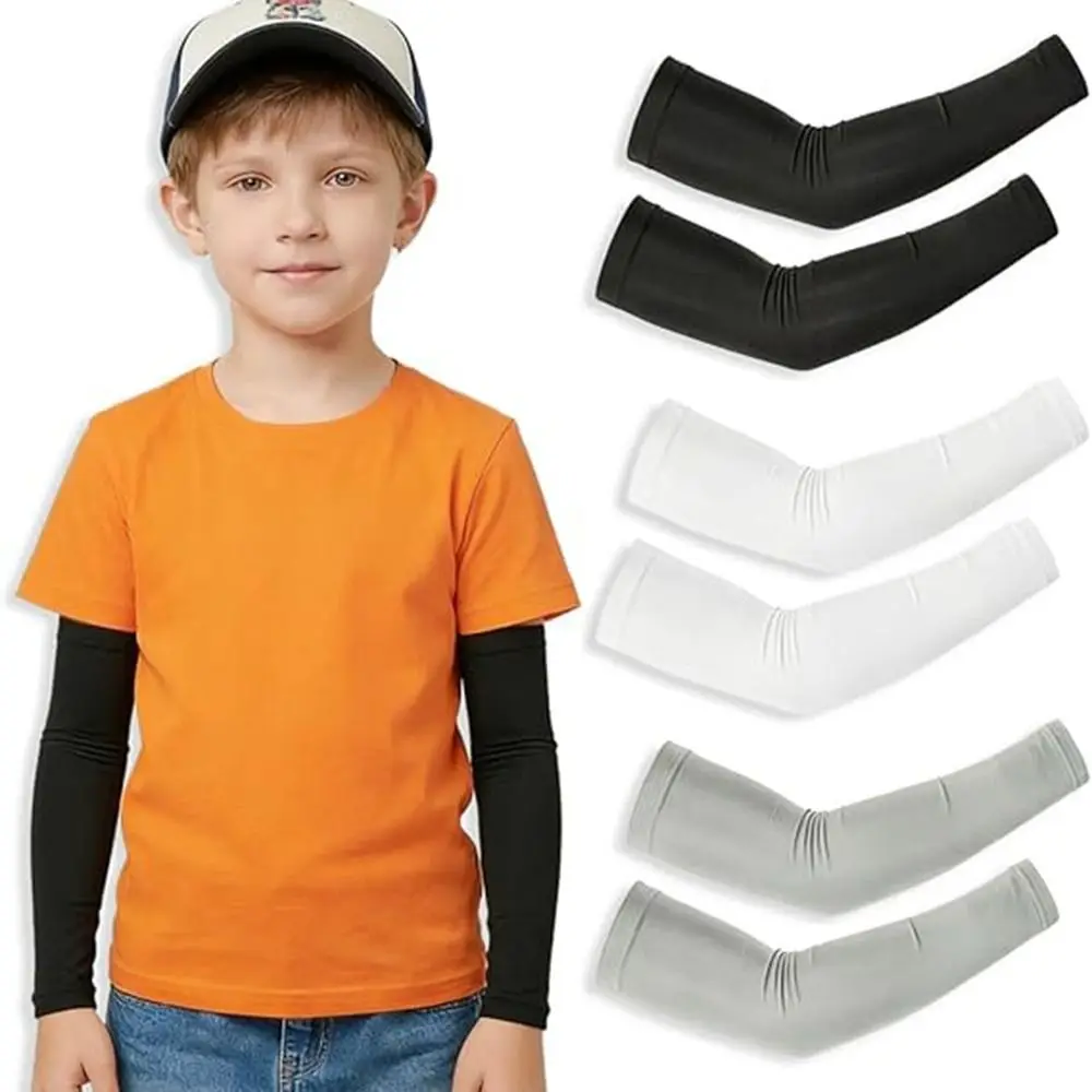1pair UPF 50+ Arm Sleeves Elastic UV Protection UV Sun Protection Sleeves Breathable Protection Compression Sleeve Youth