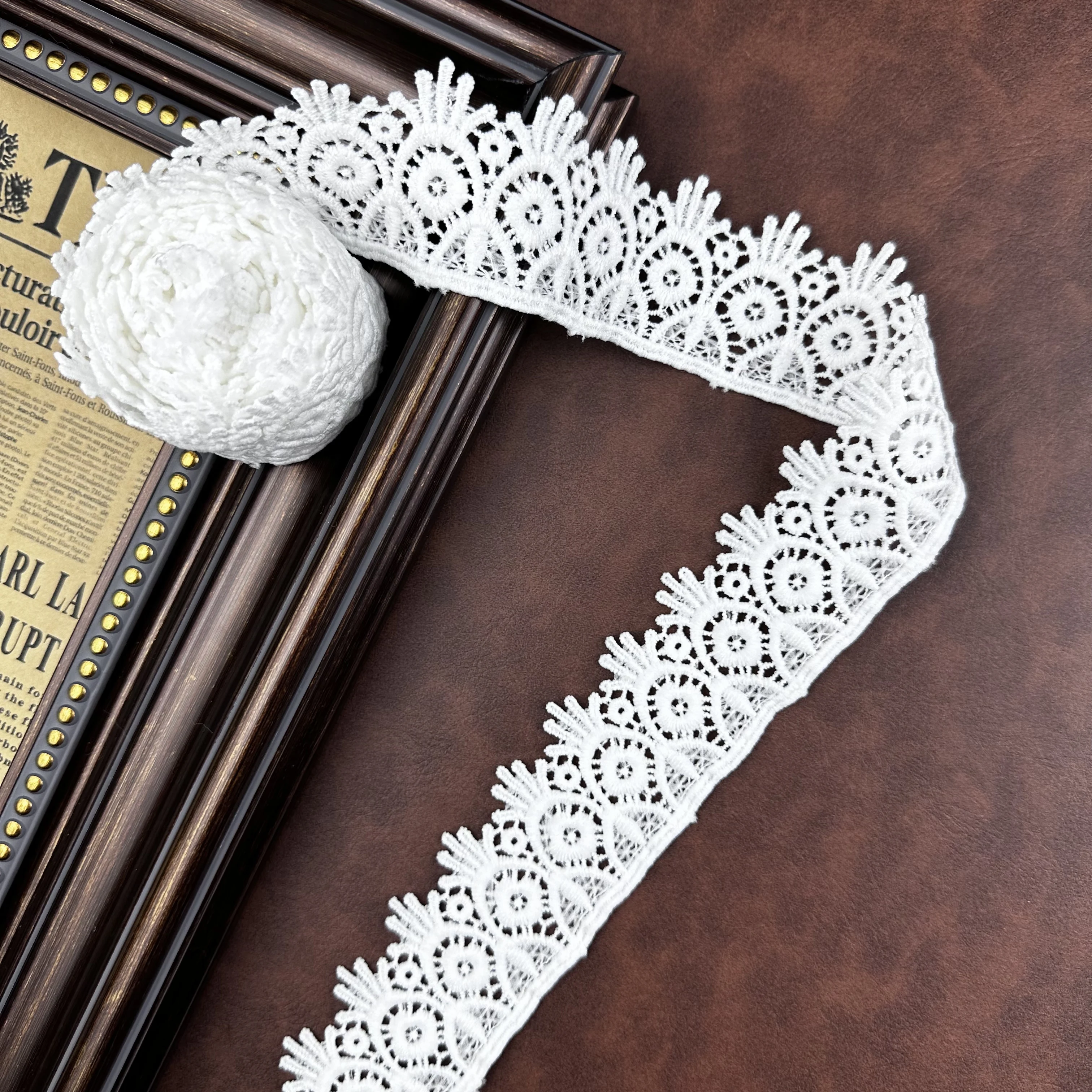 1.85 Inch White Eyelash Floral Lace, Hollow Trim for Clothing, Underwear & Sewing Projects