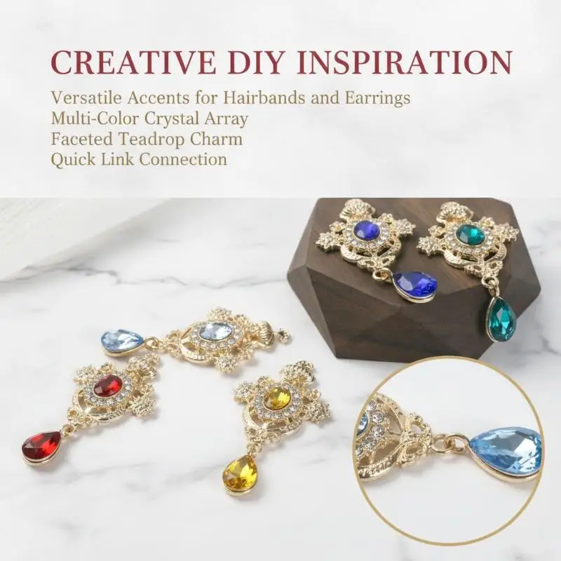 Drop Shape Acrylic Pendant For Needlework Rhinestone Button Headwear Apparel Jewelry Accessories Diy Flat Brooch