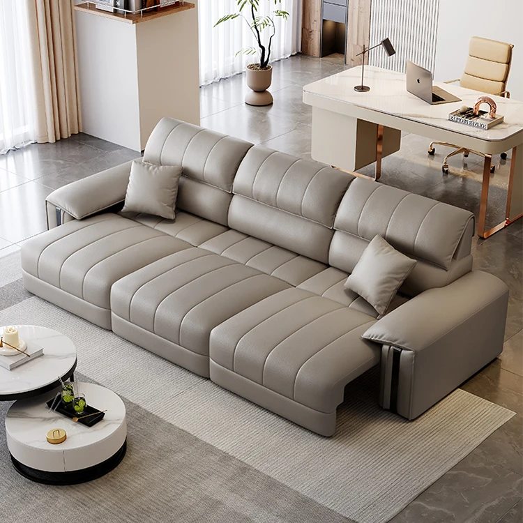Divano Letto Electric Genuine Leather Sofa Bed Top-Grain Leather Multi-Functional Recliner Eco-Friendly Sponge Luxury Villapromo