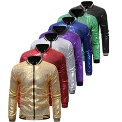 2024 Winter New Seven Color Fashionable Sequin Jacket for Men, Hot Selling Stand Up Collar Contrasting Mens Jackets, Eur Size