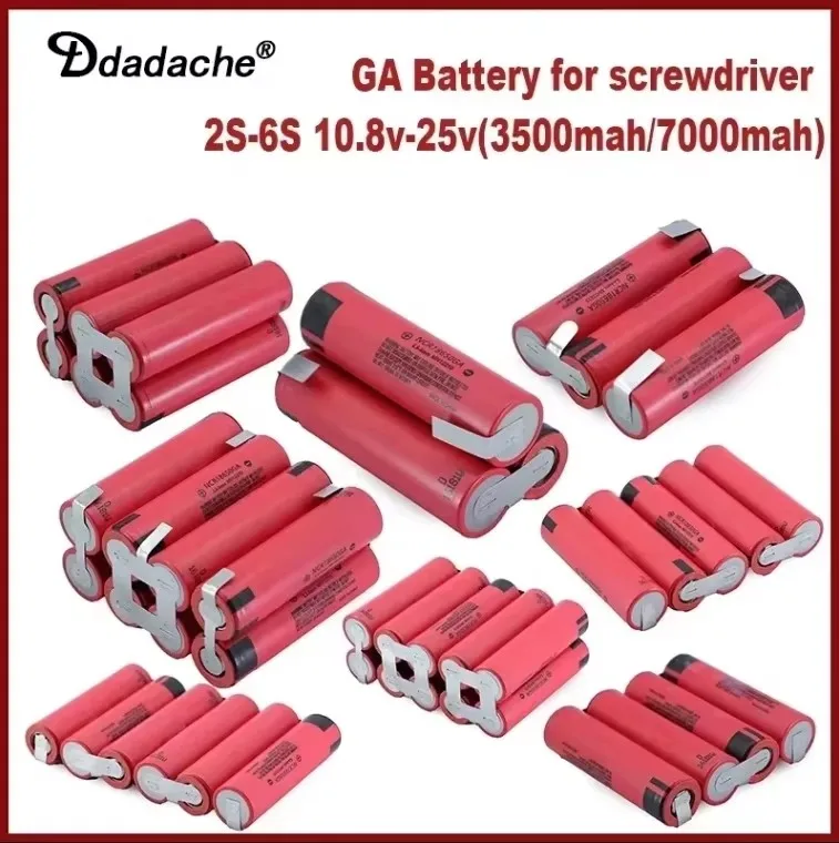 20A 18650GA 3500mAh 7000mAh 3S 4S 5S 6S 8S 7.4V 12.6V 14.8V 18V 25.2V 29.6V for Welding Battery Screwdriver 18650 Battery