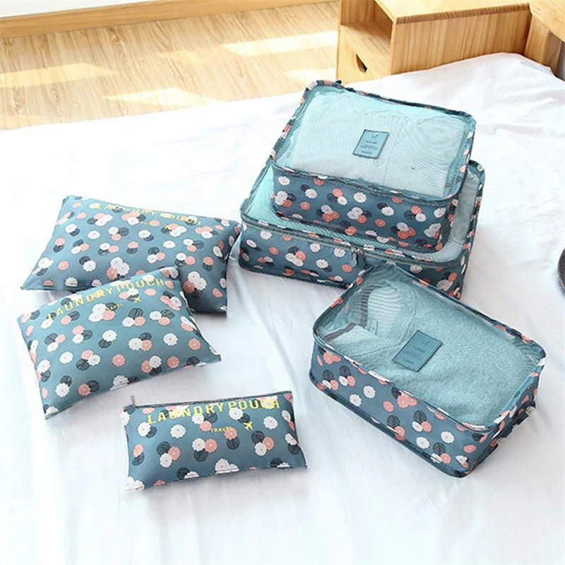 6 Pieces Set Travel Organizer Storage Bags Suitcase Portable Luggage Organizer Clothes Shoe Tidy Pouch Packing Storage Cases