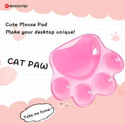 EXCO-Cat Paw Silicone Mouse Suporte de Pulso, Ergonomic Hand Pad, Almofada, Confortável, Macio, Jogos, Escritório, Computador, Laptop