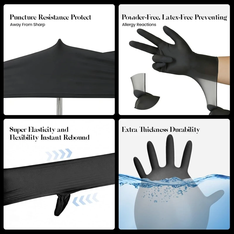 Kids Black Nitrile Disposable Gloves for 4-12Years 3.5mil Latex Free Child Safety Work Gloves for Gardening Painting Playing DIY
