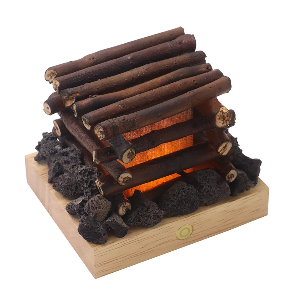 USB قابلة للشحن اللمس يعتم السرير مصباح الليل وهمية المعسكر لهب ضوء الليل الإبداعية ديكور غرفة نوم مهدئا #5