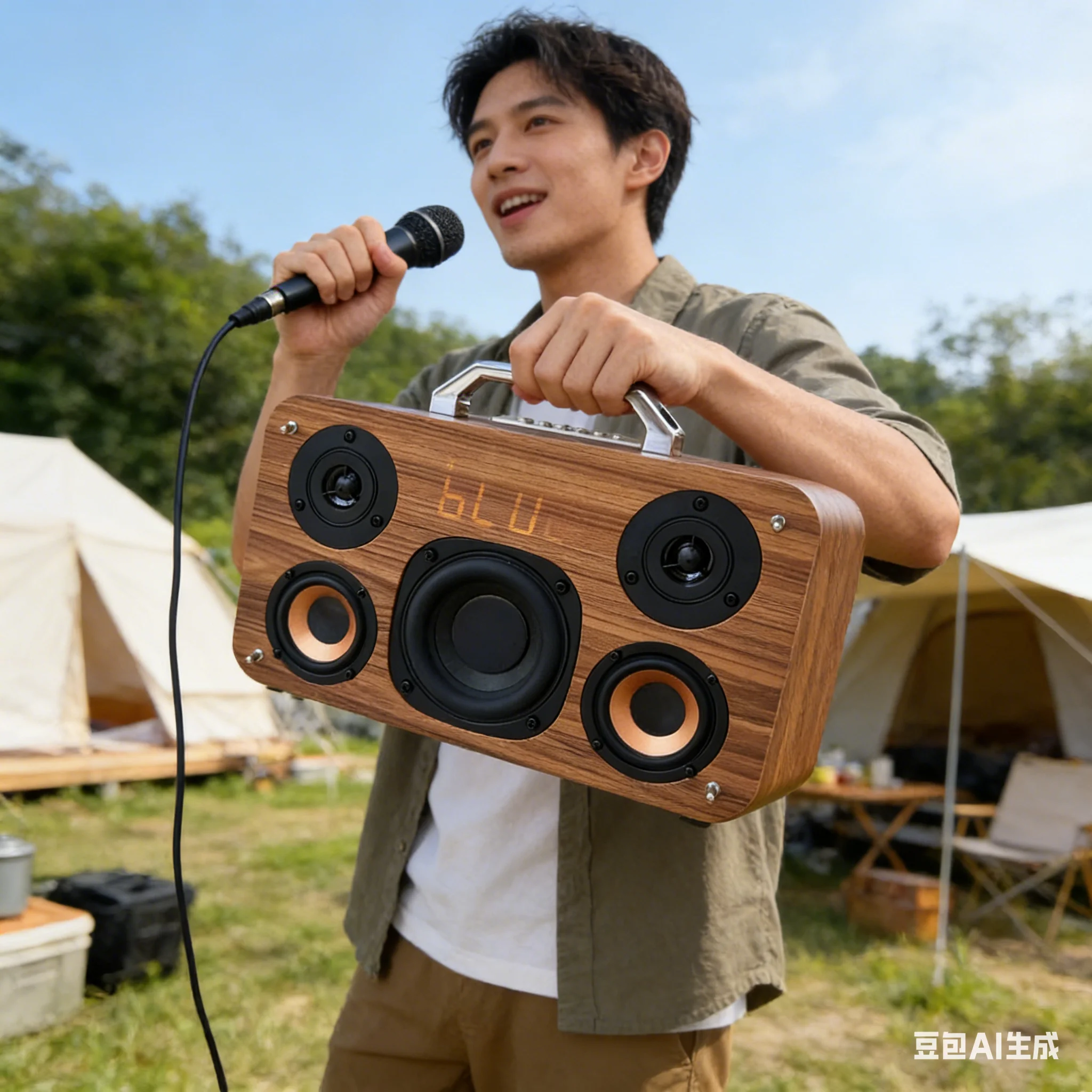 

Деревянная Bluetooth-колонка для караоке, портативный беспроводной сабвуфер, будильник, звуковая панель для домашнего компьютера, Hi-Fi стереосистема, TF, AUX, USB