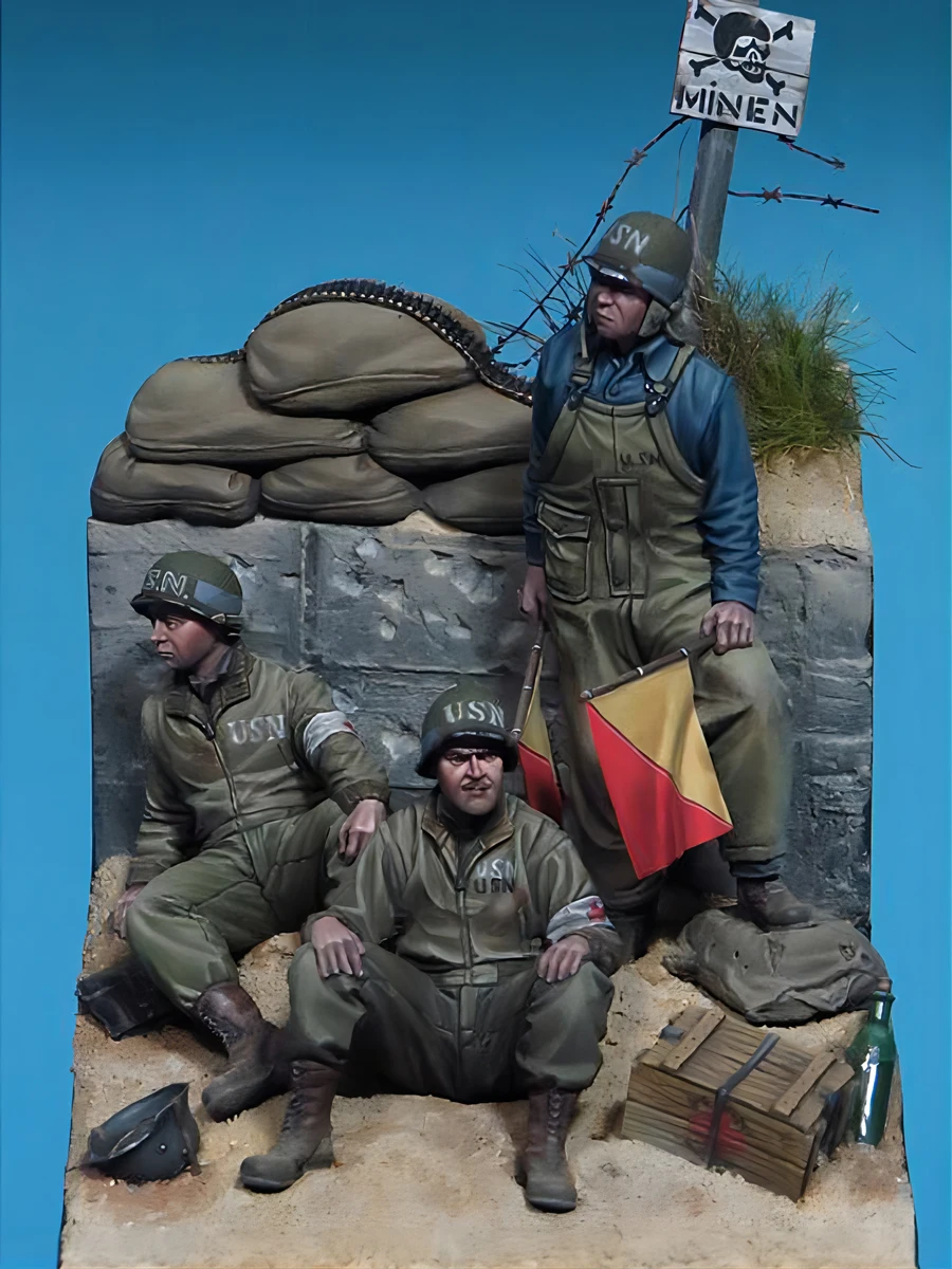 1/35 resin unpainted figure kit, WWII soldiers (with scene), unassembled and unpainted GK