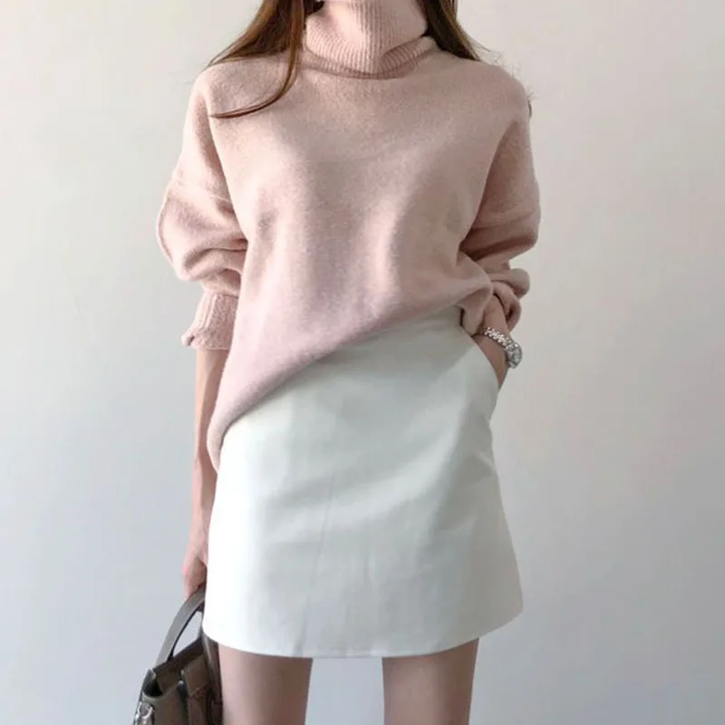 Korean White Short Skirts Women Spring Autumn with Pocket Commute Office Lady Mini Skirts Casual All-Match A-Line Suit Skirt