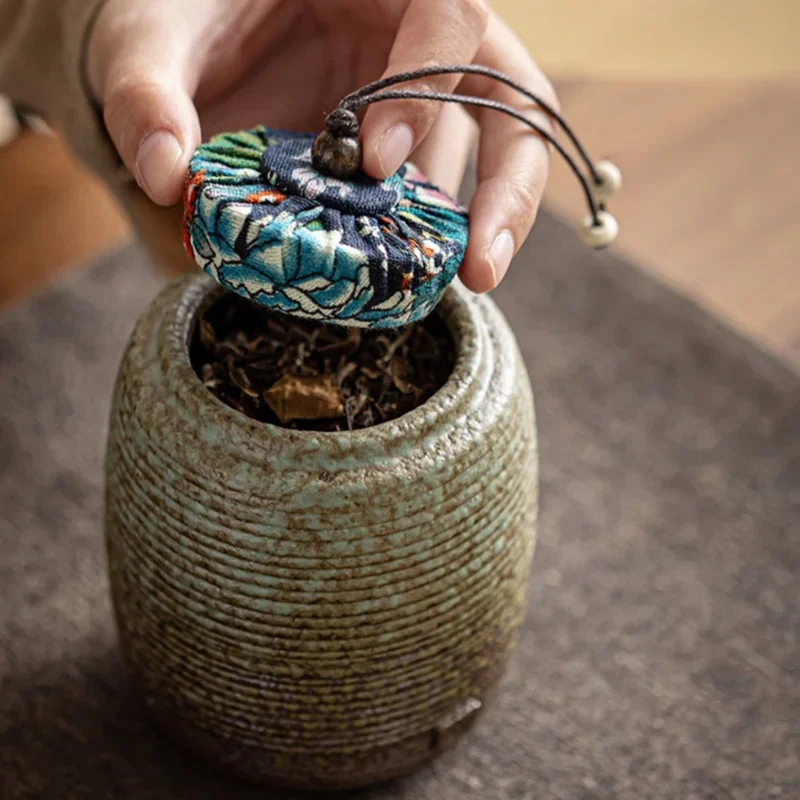 Tea jar rustic vintage clay small airtight чайница for loose-leaf tea storage chinese ceramic canister tabletop present decor