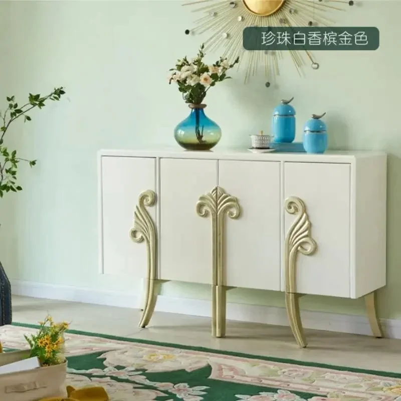 Modern light luxury dining side cabinet American neoclassical solid wood partition decorative cabinet  FT