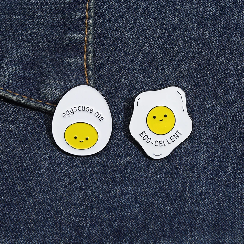 Funny Eggscuse Me Enamel Pins Cute Cartoon Egg Brooches Lapel Badge Clothes Backpack Pin Accessories Wholesale Retail Jewelry