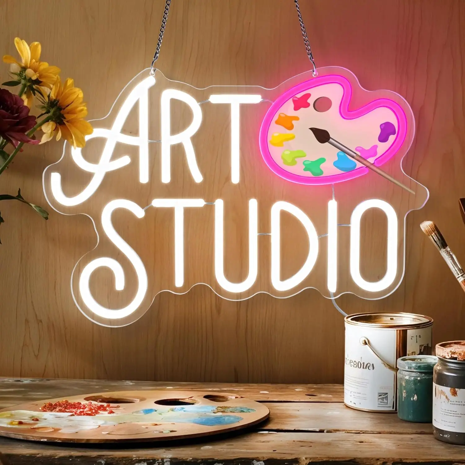 

Art Studio Неоновая вывеска USB Paint LED Light для домашней галереи Студия Классная комната Бар Игровая комната Украшения для спальни personnalisé Подарок