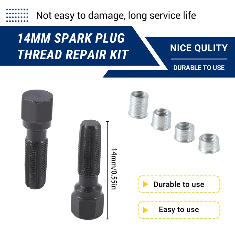 14Mm Spark Plug Thread Repair Kit Rethread Tool Kit Reamer Tap M14x1.25