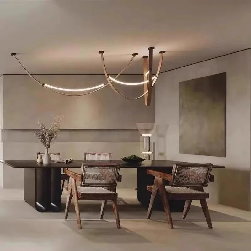 

Creative postmodern minimalist restaurant belt pendant light niche designer style living room bar counter duplex staircase light