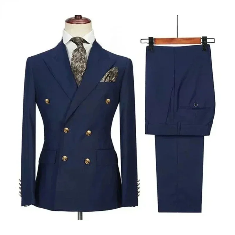 Suits For Men 2 Pieces Set Jackets Pants Wedding Luxury Elegant Blazers Closure Collar Party Classic Full Without Accessories