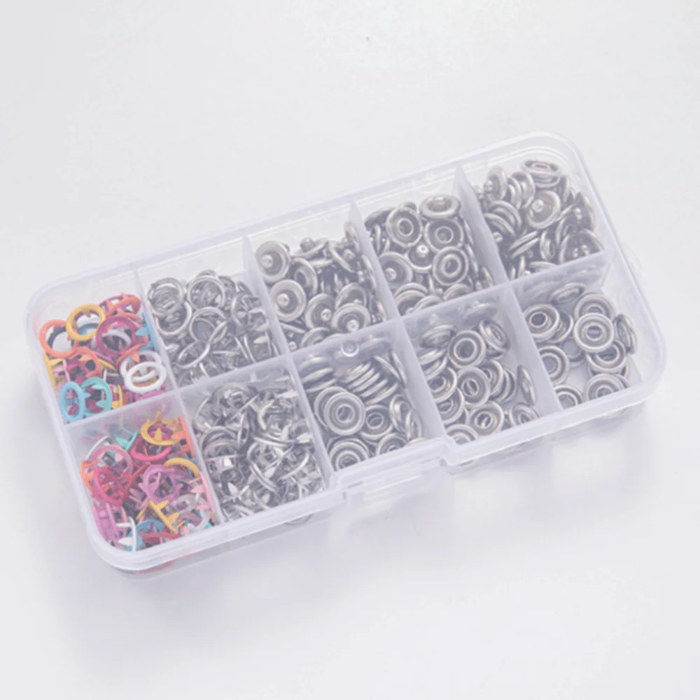 50/100Sets DIY Craft Five Claw Buckle Clamp Set Multi-Purpose 9.5mm Snaps Buttons Snap Fastener Kit Colorful Invisible