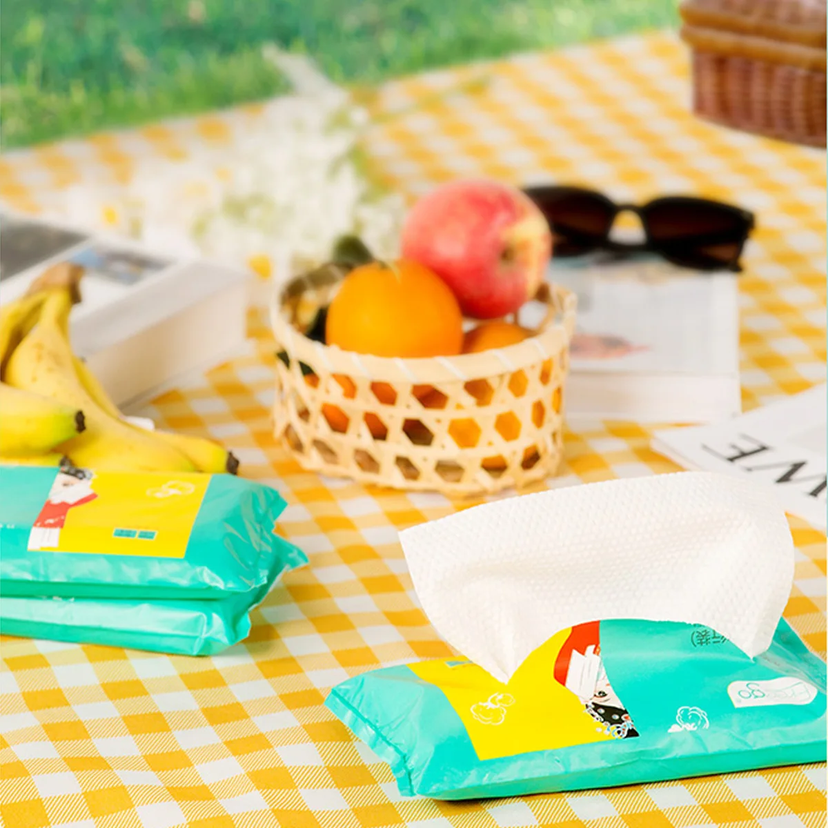 Freego 1/5Pcs Disposable Cleansing Towels 20×30cm Chinese Opera Mask Print Portable Multi-Func Wipes Travel Kitchen Daily Clean
