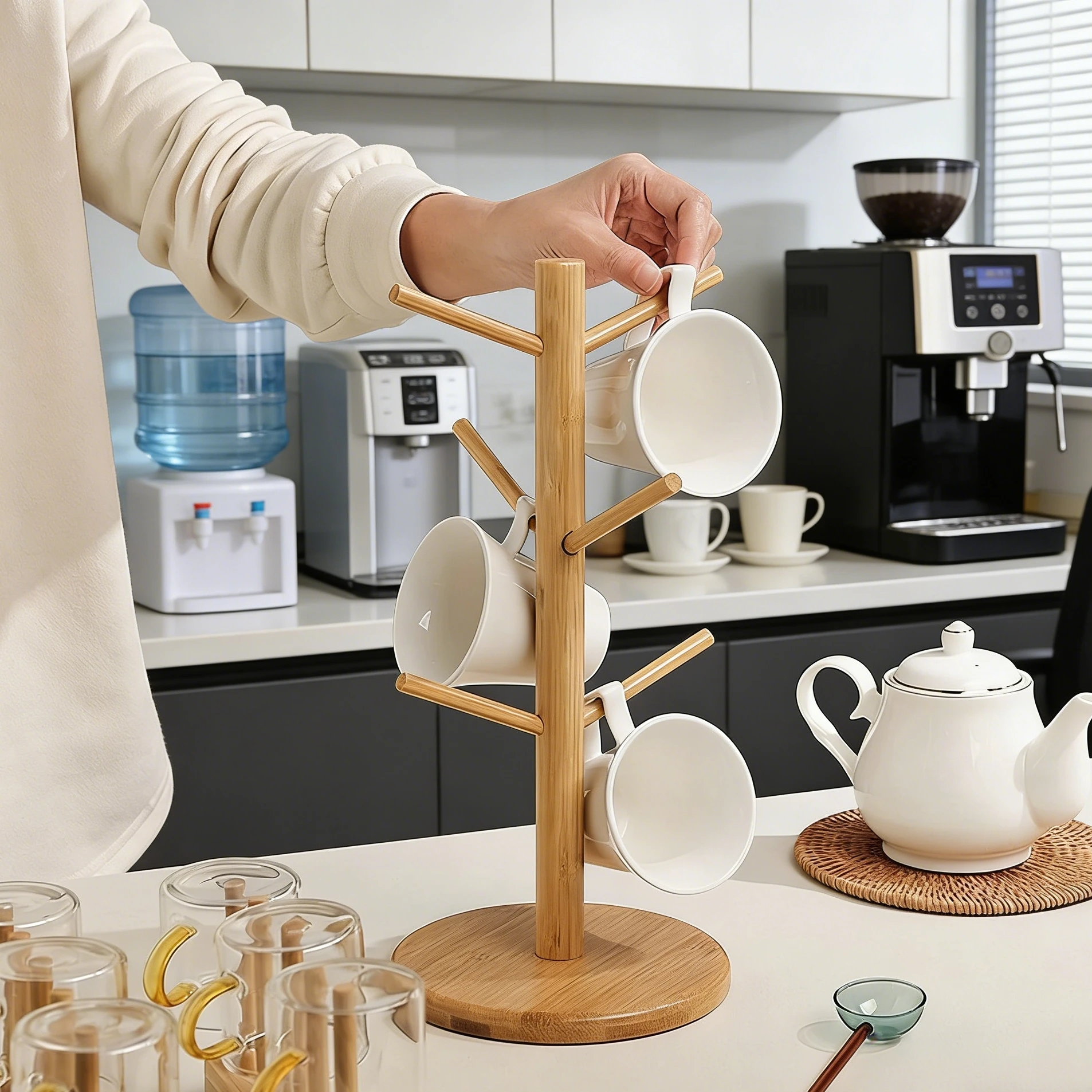 Creative Water Cup Holder Rack, Hanging Mug Stand for Coffee Cups & Tea Glasses, Durable Storage Solution for Home Use