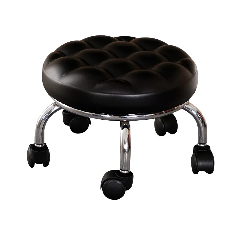 

Aluminum Alloy Small Round Low Stool with Wheels, Home Bench, Creative Back Chair, Lazy Housework Stools with Metal Leg, 3 Sizes