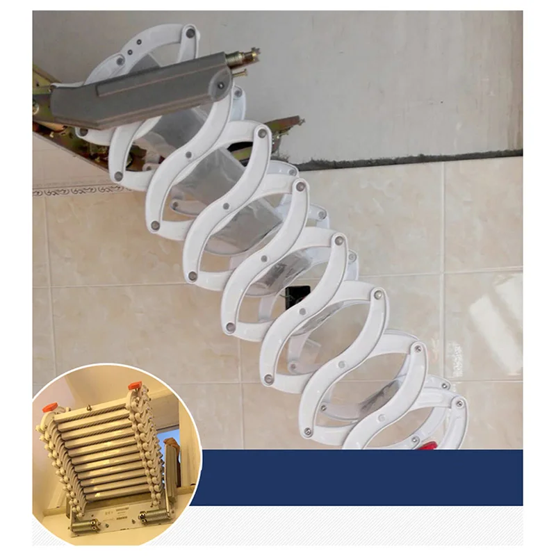 Attic Ladder to Climb Telescopic Folding Stairs 1M-3M Wall Mounted Loft Step-Ladder size Custom