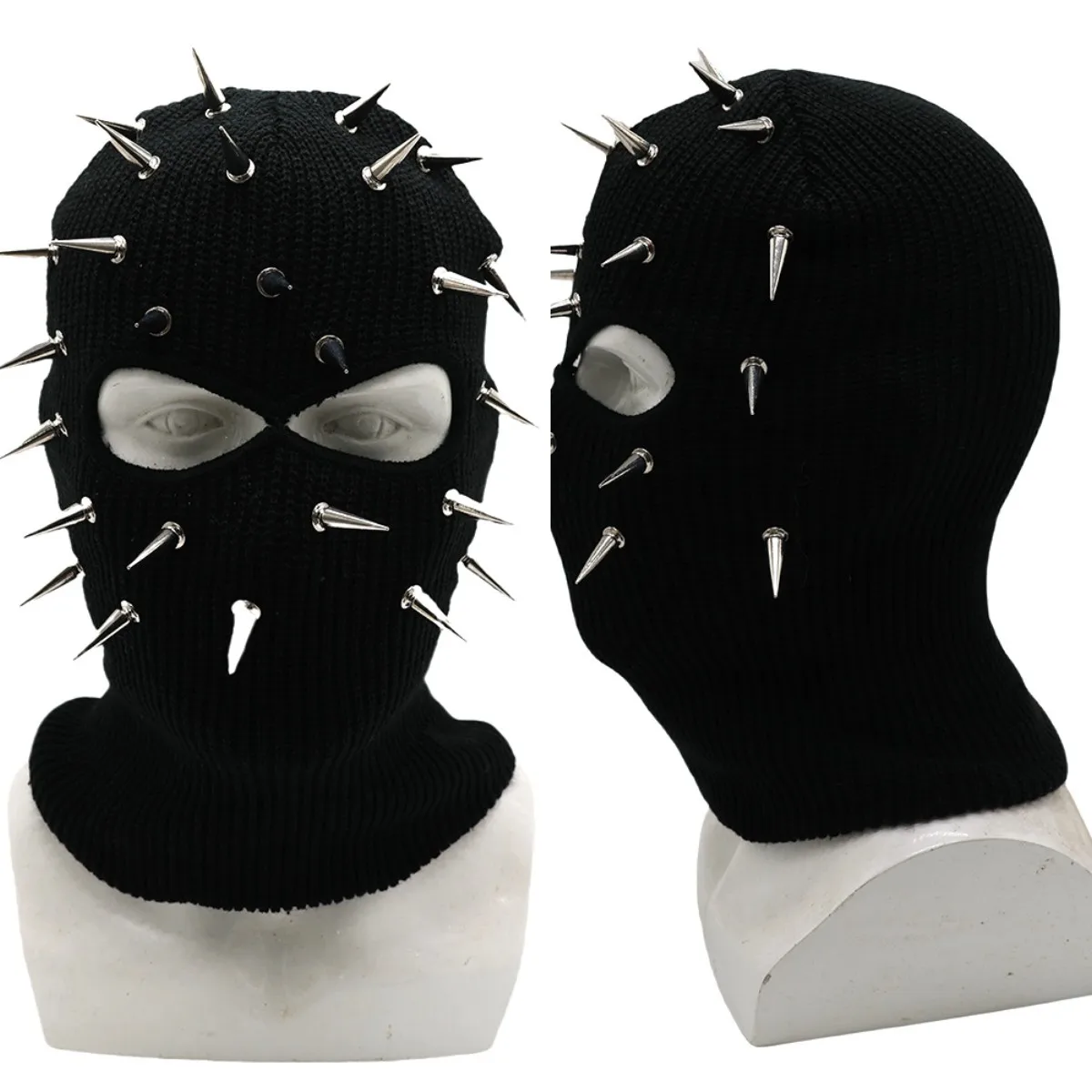 

New Rivet Beanie Hiphop Hat Funny European American Style Knitted Balaclava Cosplay Cap for Men Women