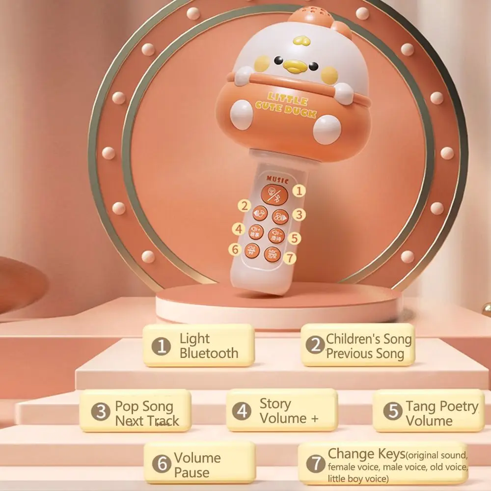 Microfono wireless per bambini carini Musica portatile per bambini che cantano Microfono ricaricabile Bluetooth per cartoni animati Lettore KTV giocattolo