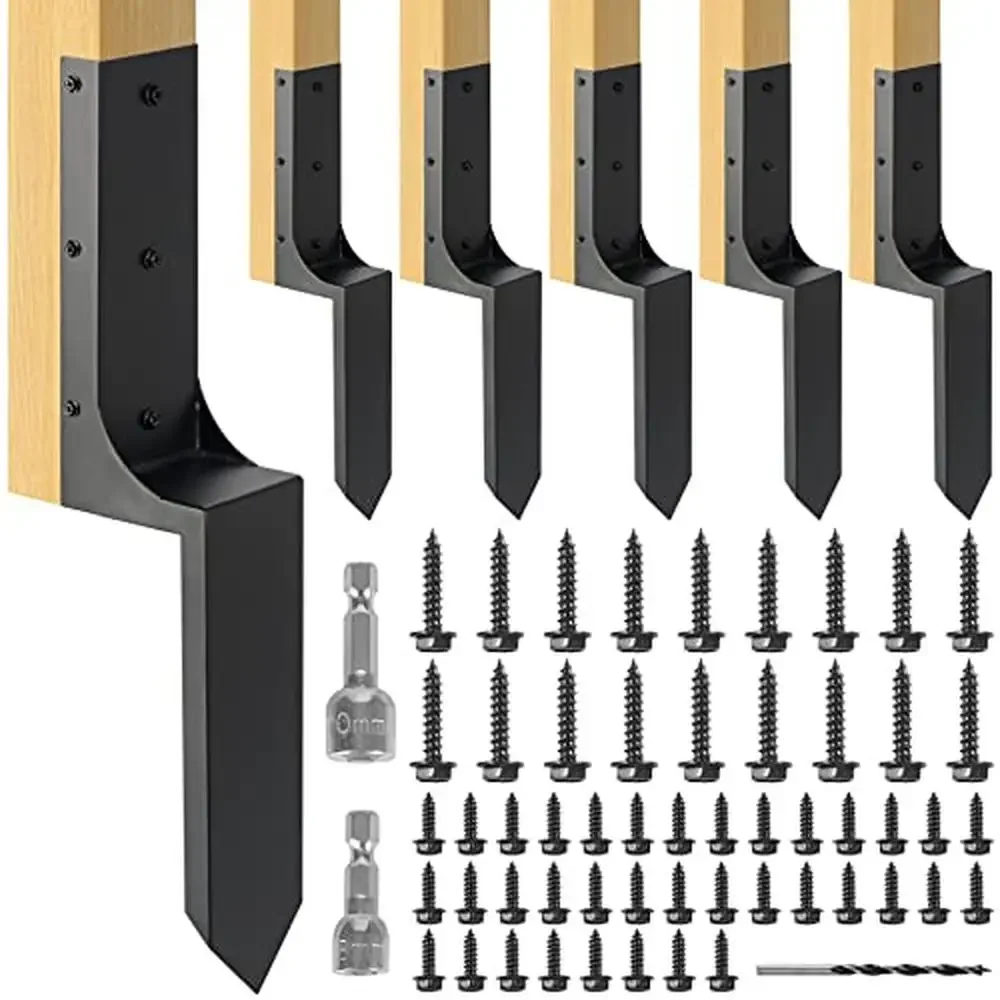 

4x4 Steel Fence Post Repair Kit Anchor Ground Spike Wooden Post Support 4 Pack Bolt Kit Hex Socket Sturdy High Quality Unique