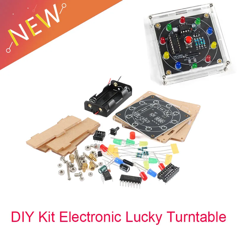 Electronic NE555 CD4017 Wheel Of Fortune DIY Kit Lucky Turntable Welding Training LED Flashing Light Rotary Suite Fun Gift Game