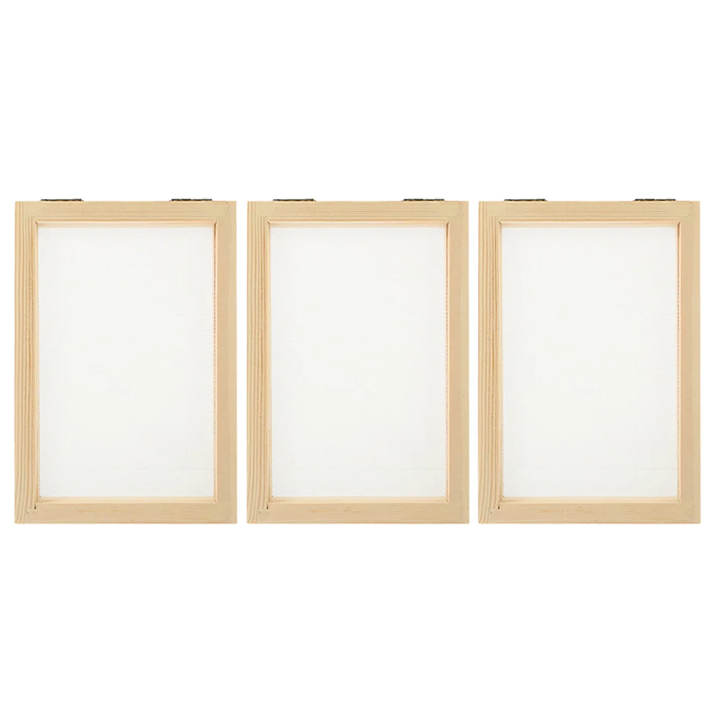 

3 Pcs Wood Picture Frame Material Package Paper Making Kits for Adults Supplies Wooden Craft Office Woody Handmade Diy