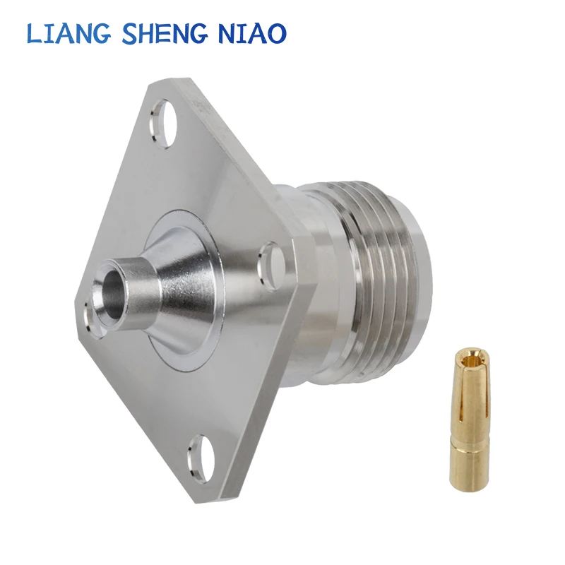 N Fêmea Placa Quadrada RF Conector, Soldagem Fixa, RG402, 141 e Outros Cabos, N-KFB-3, Low Standing, Placa Quadrada