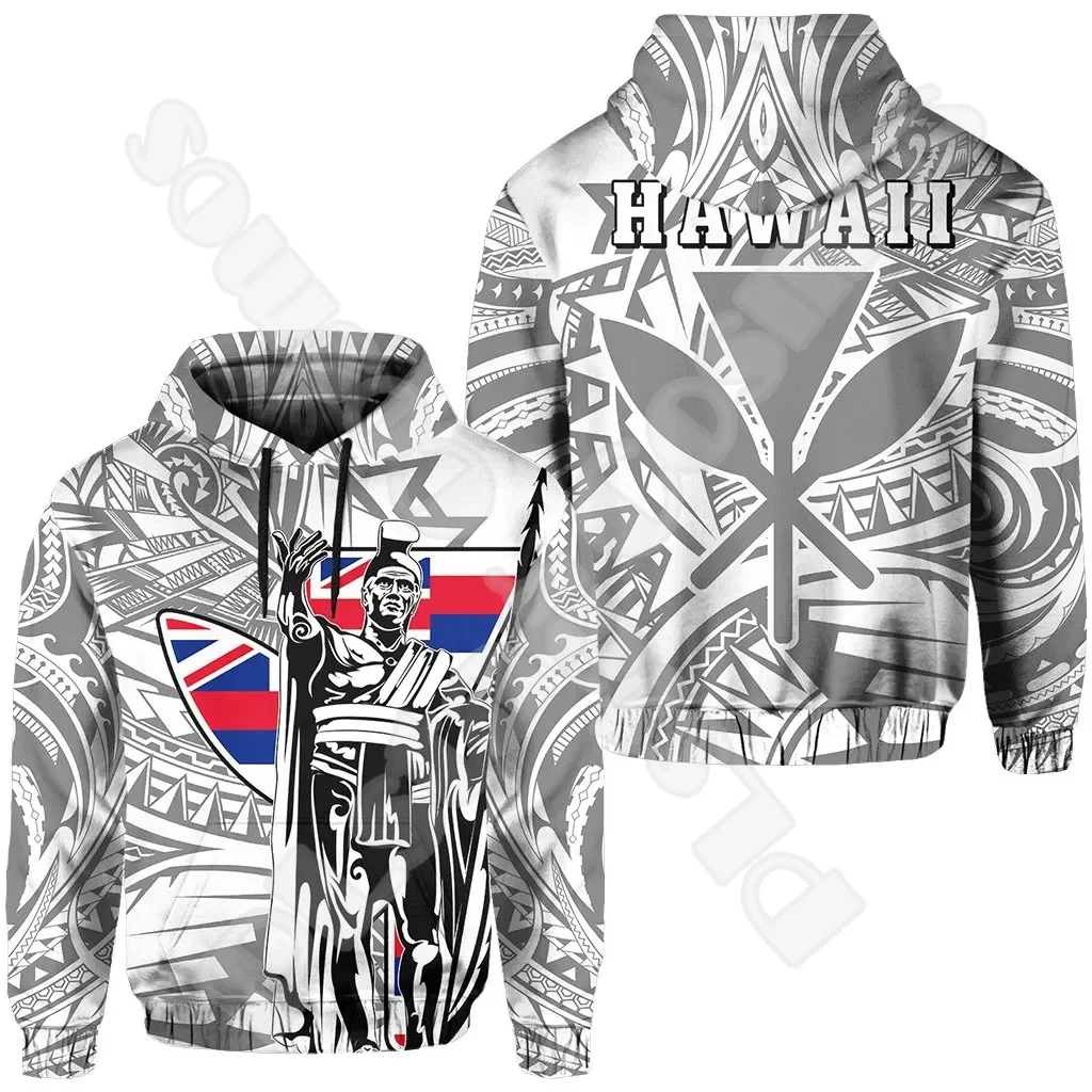 

Polynesian Hawaii King Kamehameha Country Flag Tribe Hawaiian Tattoo Retro Tracksuit Harajuku 3DPrint Casual Jacket Hoodies X14