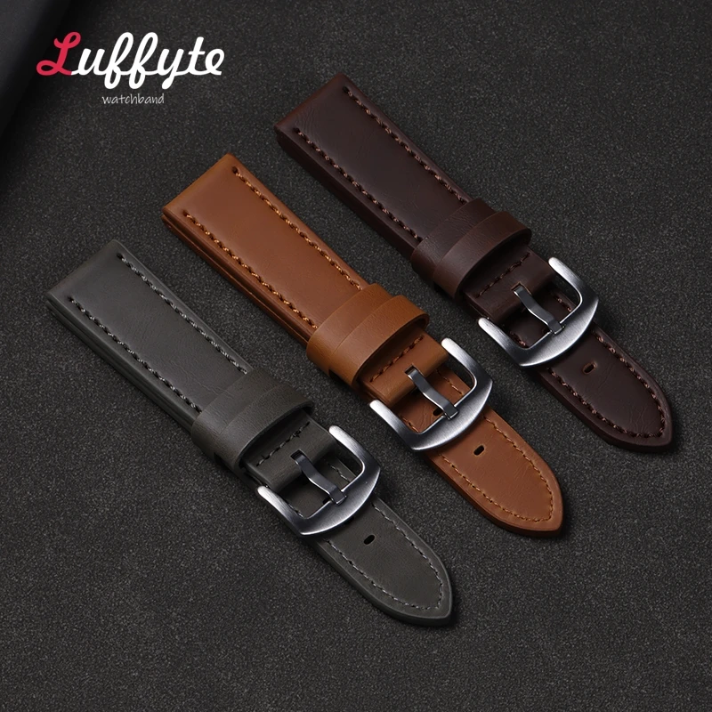 Calfskin Leather Men's Fashion Wristwatch Strap 18mm 20mm 22mm 24mm Watchband Accessories Wristband Bracelet