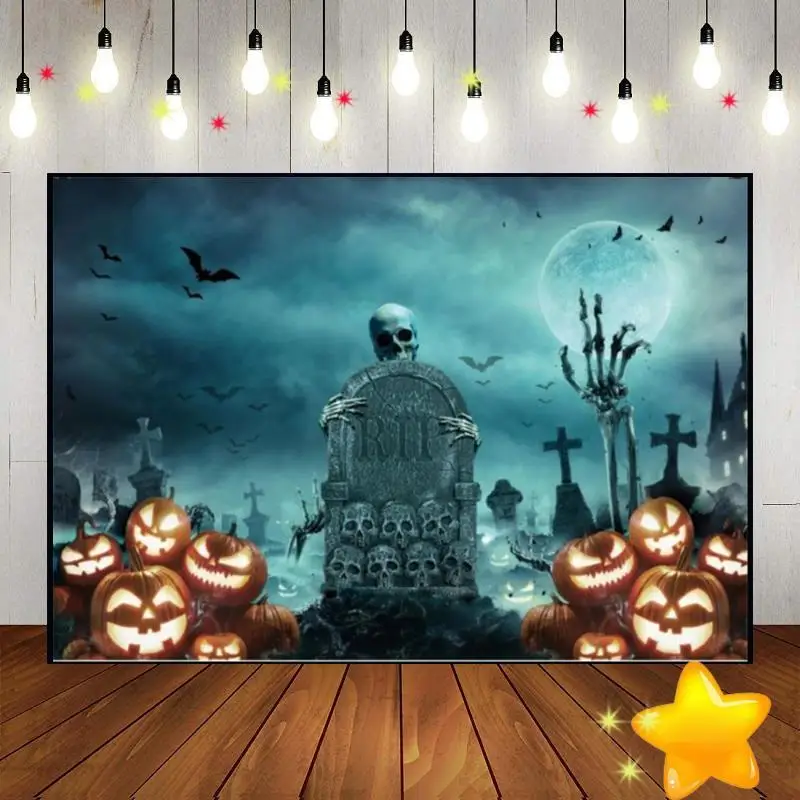 Halloween Party Photography Backdrops Background Gloomy Woods Graveyard Baby Shower Trick or Treat Birthday Decoration Spooky